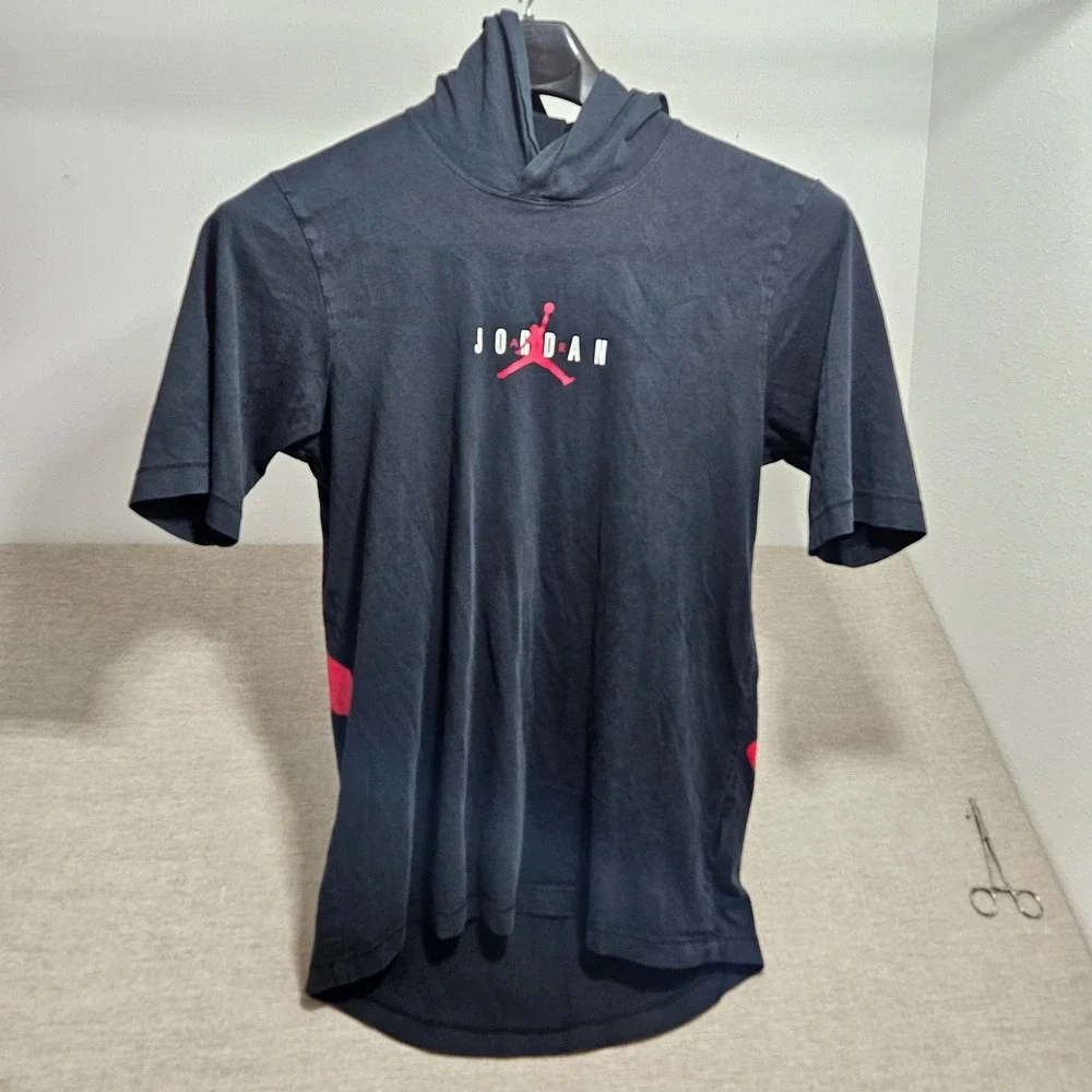 Jordan Hooded T-Shirt Mens Small Black Short Sleeve Jumpman AT4859-010